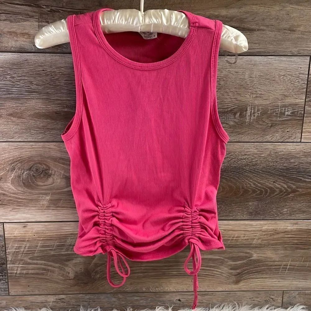 OneStepUp Womens Sleeveless Crop Top Size  XL Pink Ruched Front